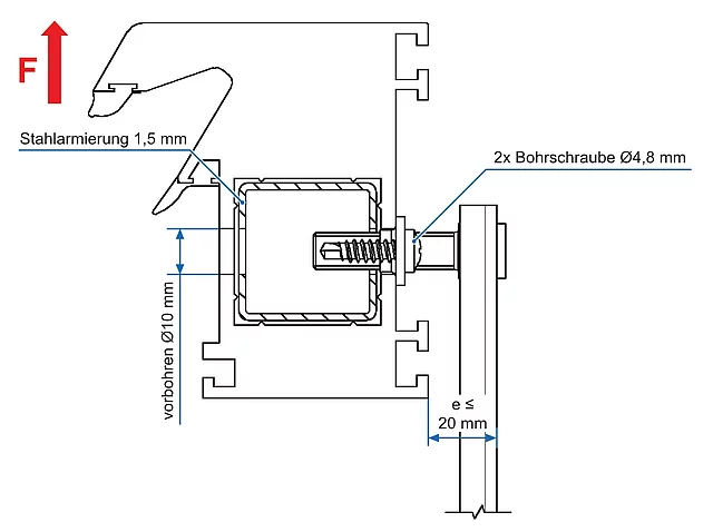 SFK-Anker Befestigung-seitlich - Kunststofffenster-mit-Stahlarmierung