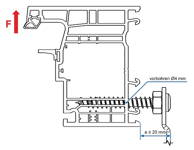 FMS-Anker Befestigung-seitlich - Kunststofffenster-mit-Schraubkanal