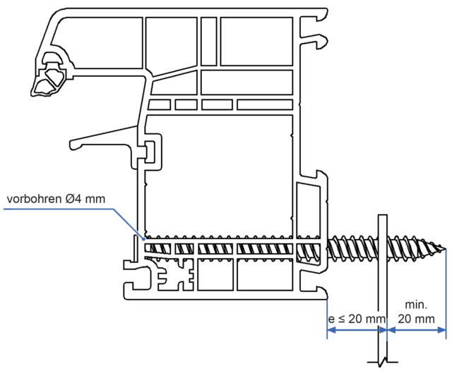EL-Anker Befestigung-seitlich - Kunststofffenster-mit-Schraubkanal