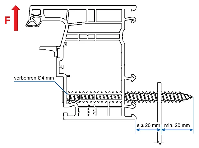 EL-Anker Befestigung-seitlich - Kunststofffenster-mit-Schraubkanal