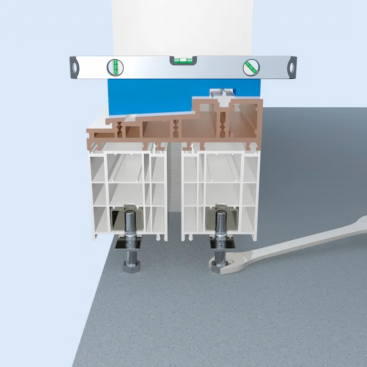 J-Verklotzung mit Wasserwaage